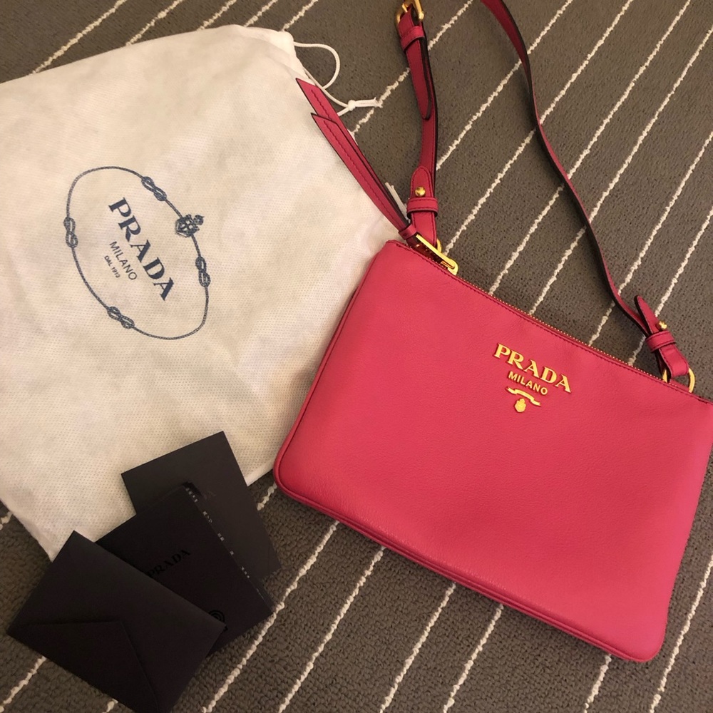 Prada Vitello -double zip - cross body
